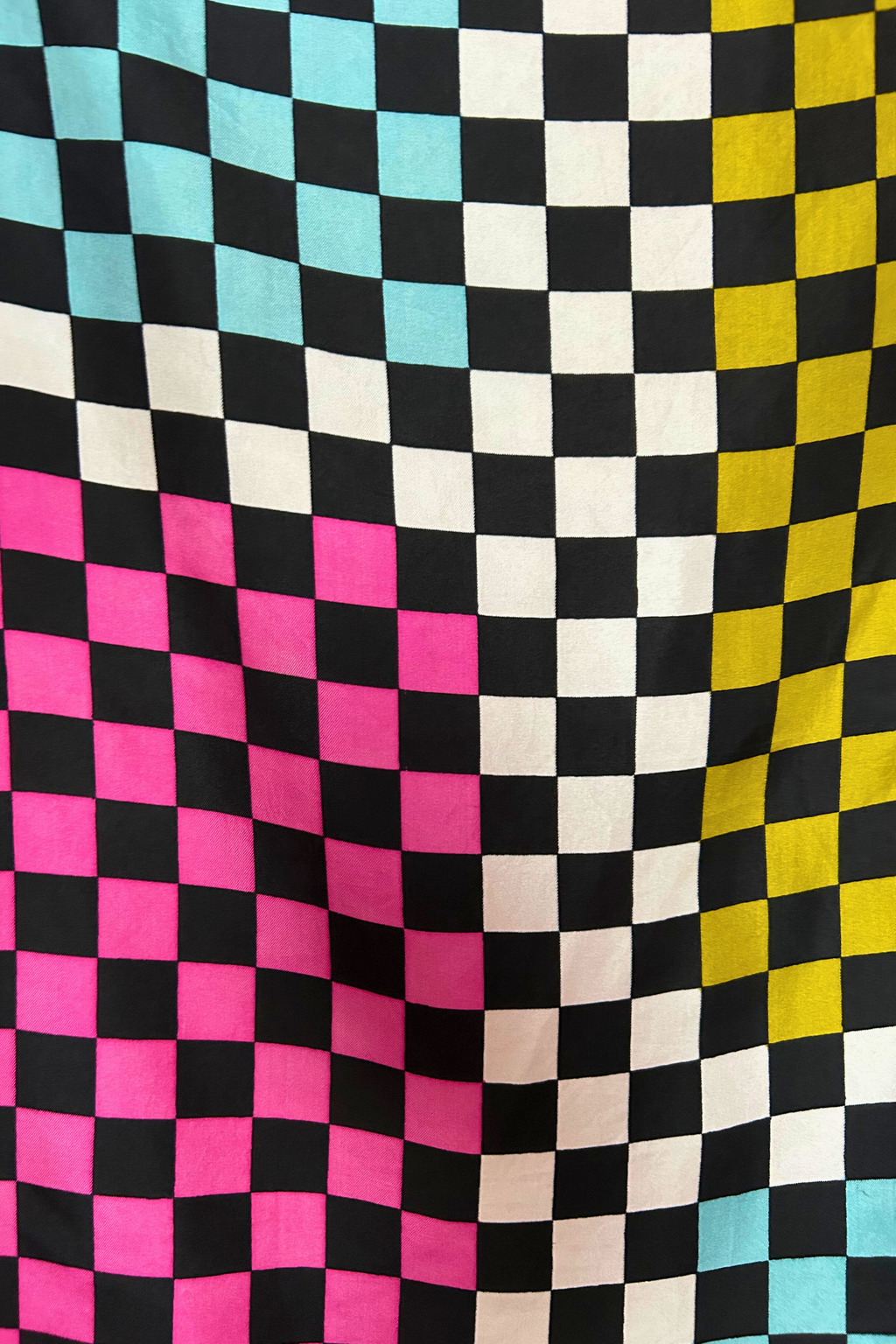 Foulard en soie imprimé damier