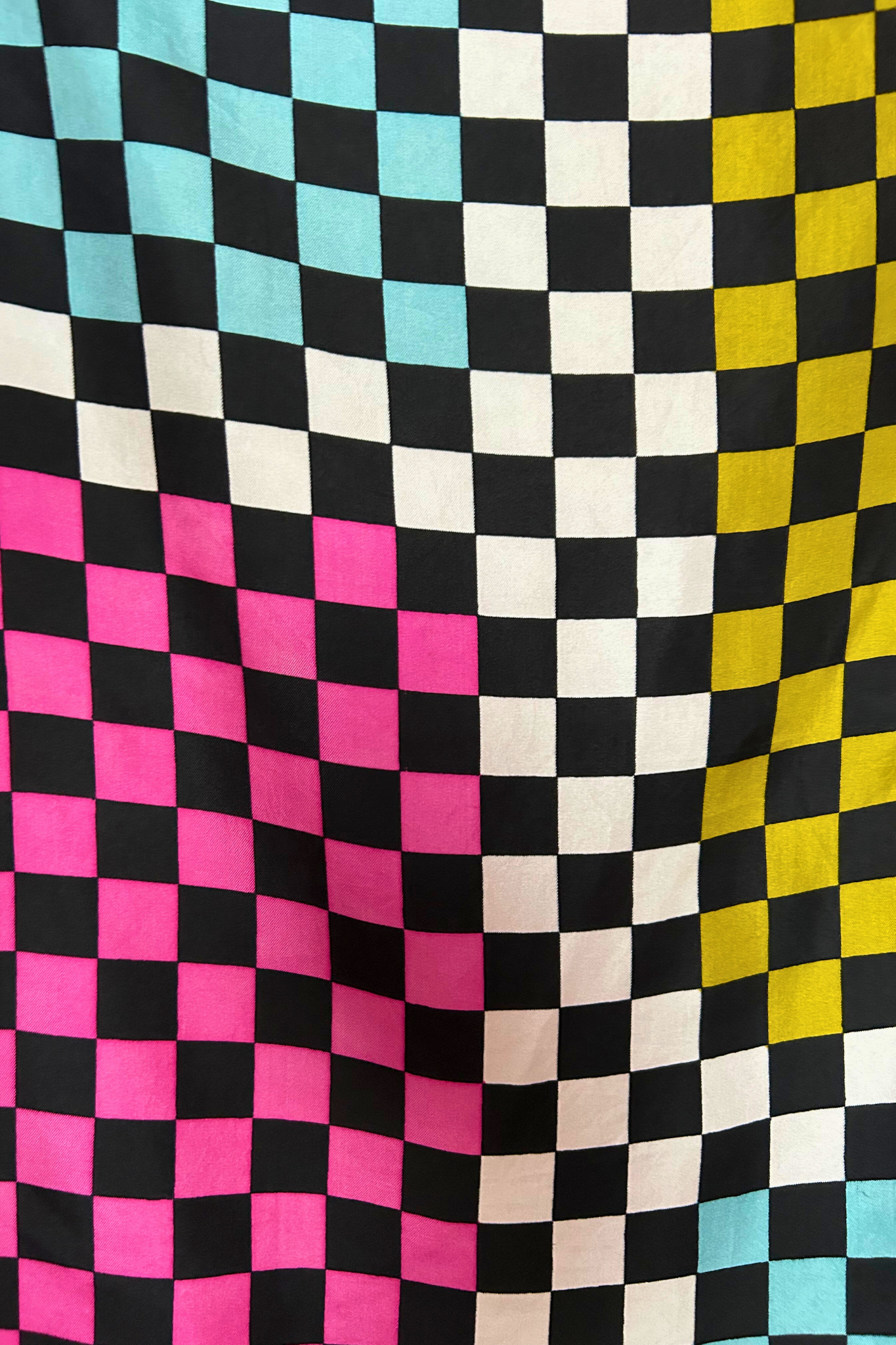 Foulard en soie imprimé damier