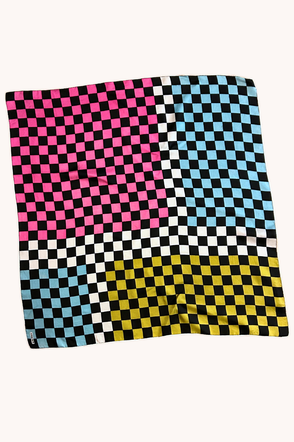 Foulard en soie imprimé damier